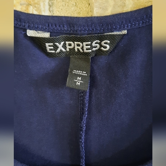 Express Bodycon Mini Dress Stretch Blue Silver Nautical Women's Size Medium - Picture 3 of 7